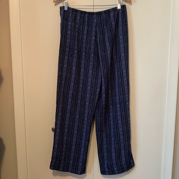 Vintage Jessica Indigo Vertically Patterned Stripe Stretch Tie Pants Size Large - Picture 3 of 6